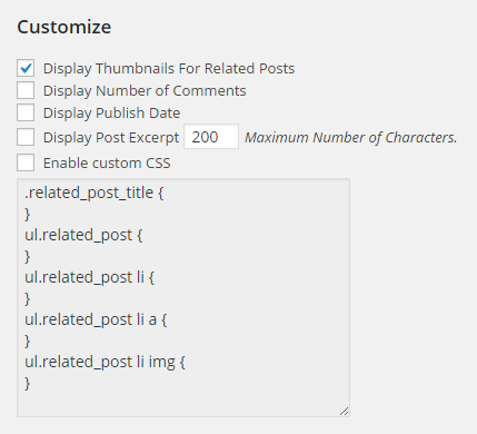 WordPress　関連記事を表示　プラグイン　WordPress Related Posts　サムネイル　アイキャッチ　advanced settings　customize